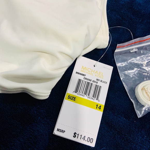 Michael Kors One Shoulder Swimsuit Black & White - Picture 3 of 6